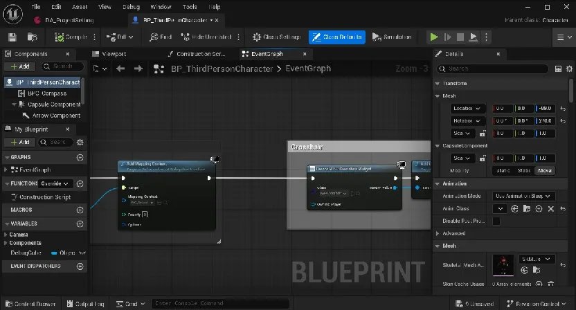 BPC_Compass in the Components list of the demo BP_ThirdPersonCharacter.